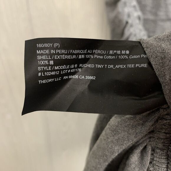 Theory Apex Tiny Tee Ruched Short Sleeve Dress Size P NWT - Picture 6 of 6